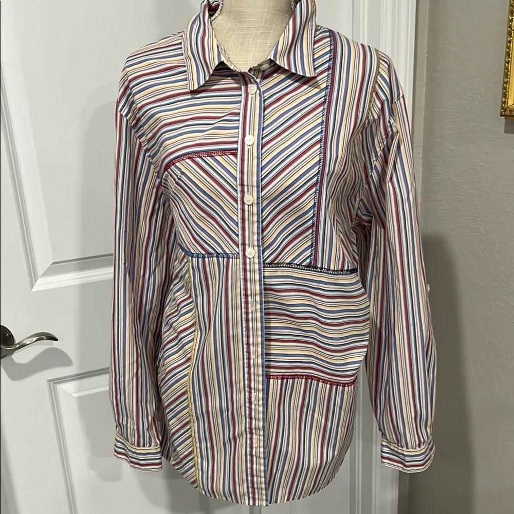 Napa Valley Vtg Patchwork Striped Button Down Shi… - image 1